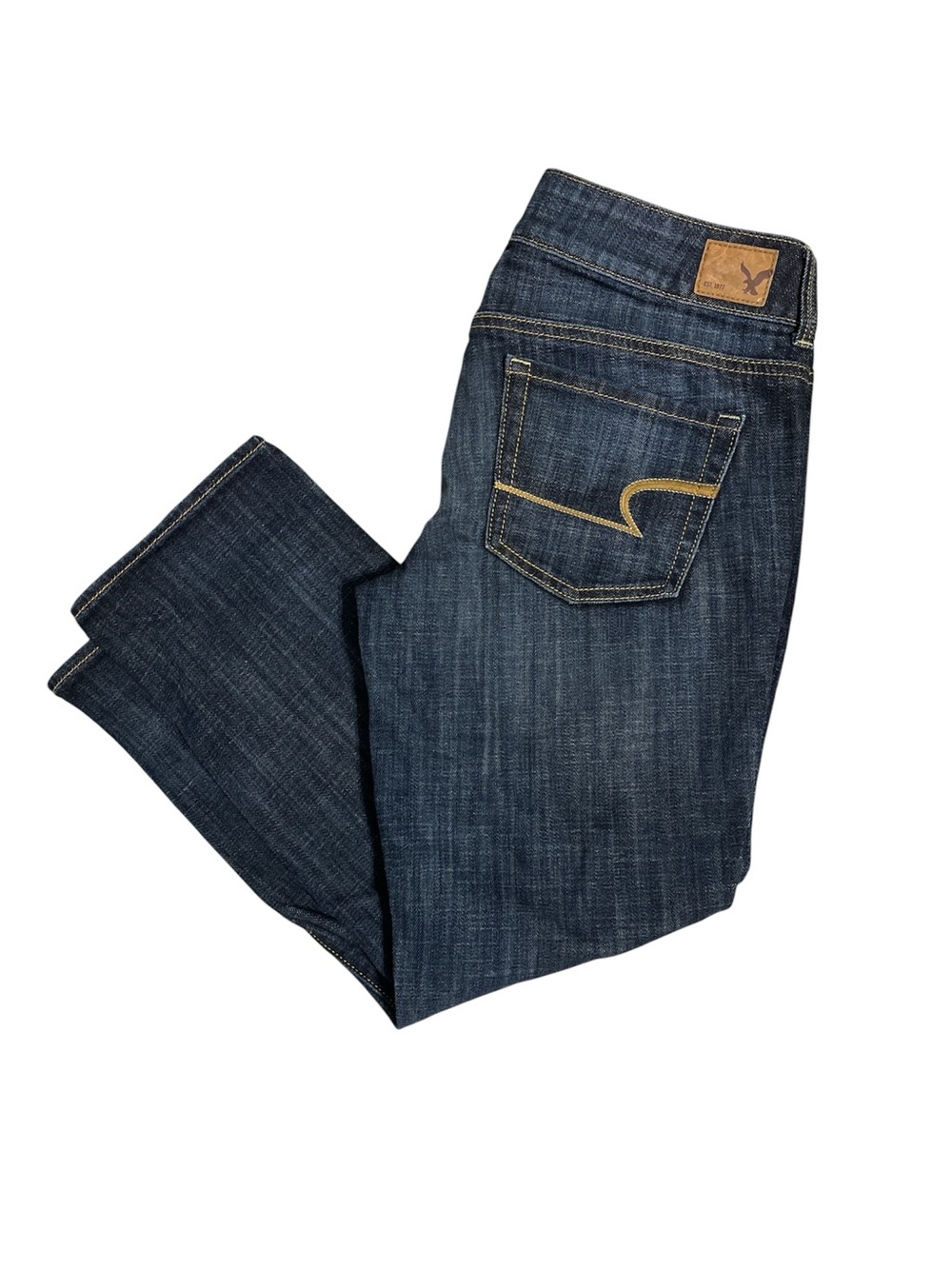 American Eagle Outfitters Women's Dark Blue Artist Crop Stretch Capri Jeans